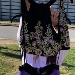 Purple Two Piece Prom Dress